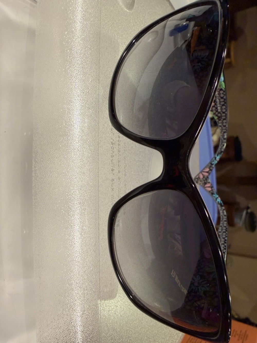 Black Coach Women's Sunglasses with Patterned Temples